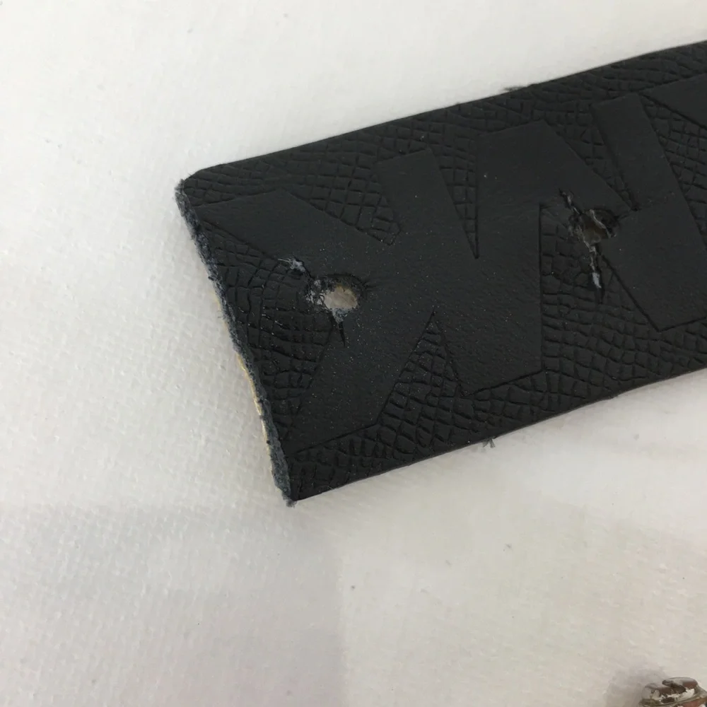 Michael Kors Black Leather Monogram Belt Gold Tone Metal Horseshoe Buckle Size S - Picture 6 of 10